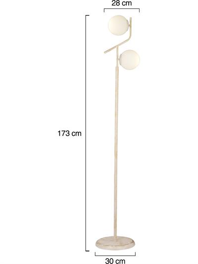 Beyaz Camlı Modern Tasarım Metal Lambader