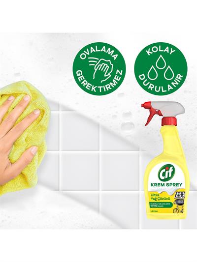 Cif Krem Sprey Ultra Yağ Çözücü Yüzey Temizleyici Limon 750 ml