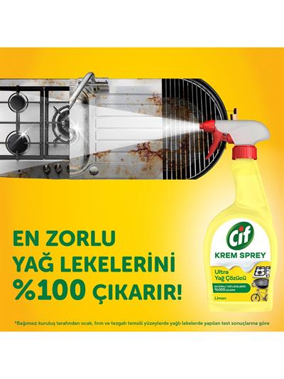 Cif Krem Sprey Ultra Yağ Çözücü Yüzey Temizleyici Limon 750 ml