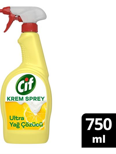 Cif Krem Sprey Ultra Yağ Çözücü Yüzey Temizleyici Limon 750 ml