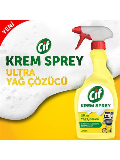 Cif Krem Sprey Ultra Yağ Çözücü Yüzey Temizleyici Limon 750 ml