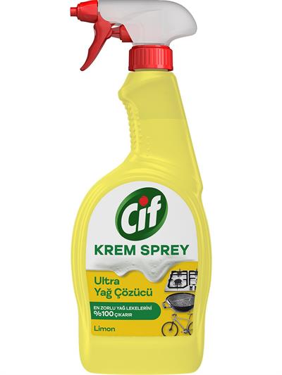 Cif Krem Sprey Ultra Yağ Çözücü Yüzey Temizleyici Limon 750 ml