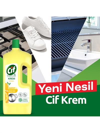 Cif Krem Yüzey Temizleyici Limon Kokulu Yağ ve Kireç Sökücü