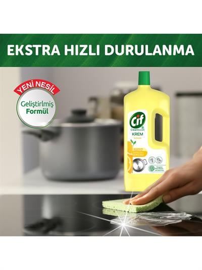 Cif Krem Yüzey Temizleyici Limon Kokulu Yağ ve Kireç Sökücü