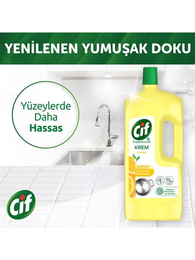 Cif Krem Yüzey Temizleyici Limon Kokulu Yağ ve Kireç Sökücü