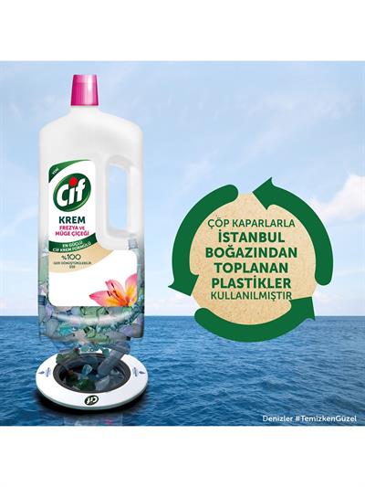 Cif Krem Yüzey Temizleyici Mutfak ve Banyo İçin Frezya ve Müge Çiçeği Kokulu