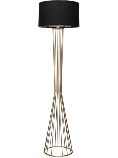 Daisy Gold Gövdeli Silindir Başlıklı Metal Lambader Siyah