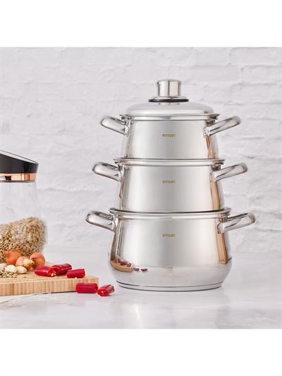 Emsan Azure İndüksiyon Tabanlı 6 Parça Çelik Tencere Seti