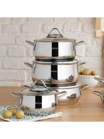 Emsan Cemre İndüksiyon Tabanlı 8 Parça Çelik Tencere Seti