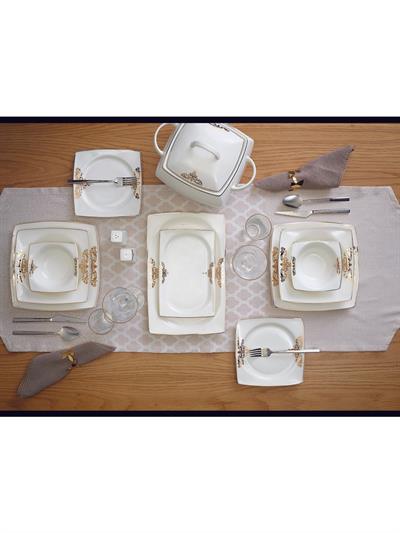 Emsan Fine Bone Topkapı Gold 61 Parça 12 Kişilik Yemek Takımı