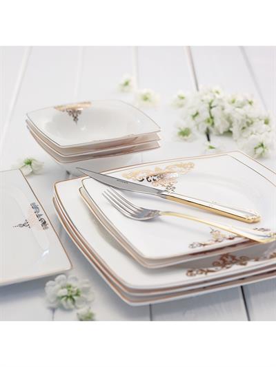 Emsan Fine Bone Topkapı Gold 61 Parça 12 Kişilik Yemek Takımı