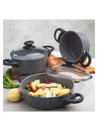 Emsan Titangranit Gri 6 Parça Tencere Seti
