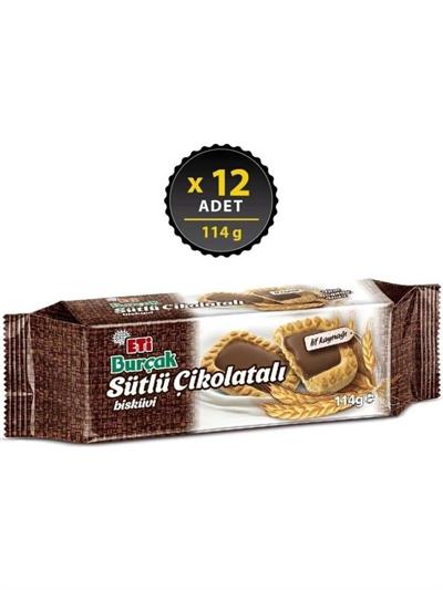 Eti Burçak Sütlü Çikolatalı Bisküvi 114 g x 12 Adet