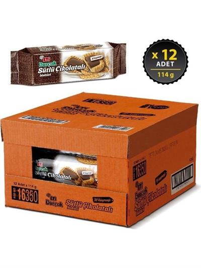 Eti Burçak Sütlü Çikolatalı Bisküvi 114 g x 12 Adet