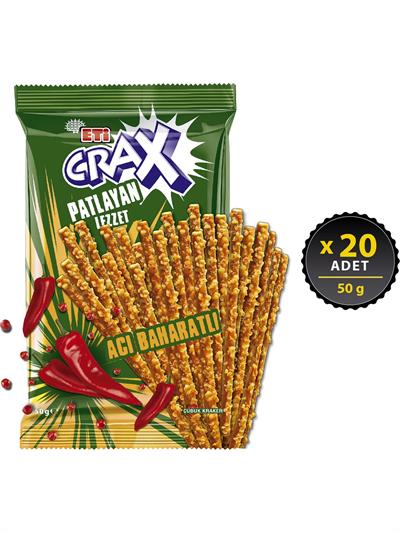 Eti Crax Patlayan Lezzet Acı Baharatlı Çubuk Kraker 50 g x 20 Adet