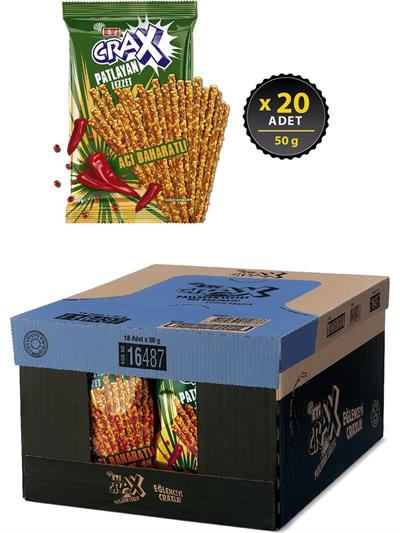 Eti Crax Patlayan Lezzet Acı Baharatlı Çubuk Kraker 50 g x 20 Adet