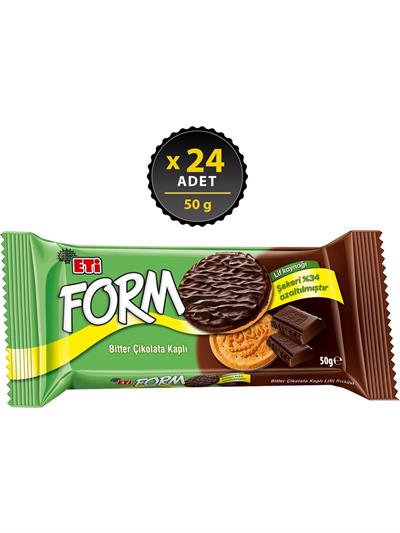 Eti Form Bitter Çikolata Kaplı Lifli Bisküvi 50 g x 24 Adet