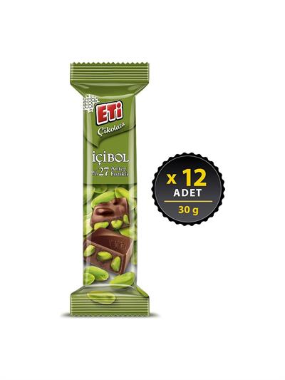 Eti İçibol %27 Antep Fıstıklı Çikolata 30 g x 12 Adet