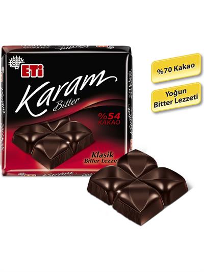 Eti Karam %54 Kakaolu Bitter Çikolata 60 g x 10 Adet