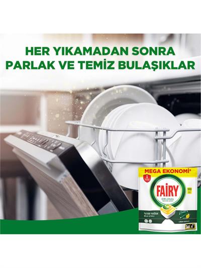 Fairy Hepsi Bir Arada 100 Yıkama Bulaşık Makinesi Deterjanı Tableti Limon Kokulu