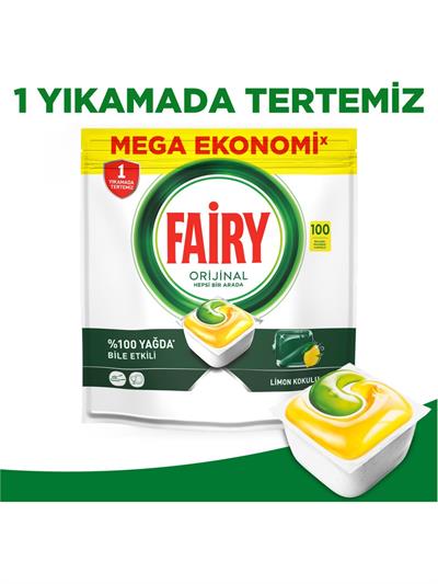 Fairy Hepsi Bir Arada 100 Yıkama Bulaşık Makinesi Deterjanı Tableti Limon Kokulu