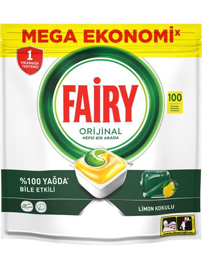 Fairy Hepsi Bir Arada 100 Yıkama Bulaşık Makinesi Deterjanı Tableti Limon Kokulu
