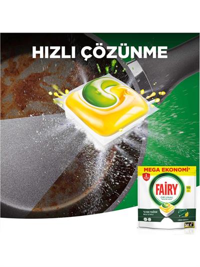 Fairy Hepsi Bir Arada 100 Yıkama Bulaşık Makinesi Deterjanı Tableti Limon Kokulu