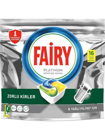 Fairy Platinum Bulaşık Makinesi Deterjanı Tableti Limon Kokulu 16 Yıkama