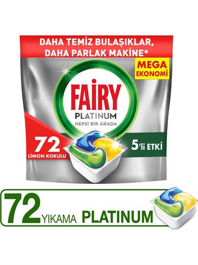 Fairy Platinum Bulaşık Makinesi Deterjanı Tableti Limon Kokulu 72 Yıkama