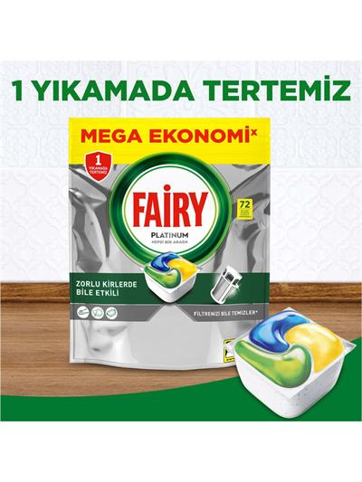 Fairy Platinum Bulaşık Makinesi Deterjanı Tableti Limon Kokulu 72 Yıkama
