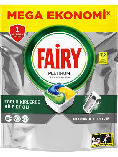 Fairy Platinum Bulaşık Makinesi Deterjanı Tableti Limon Kokulu 72 Yıkama