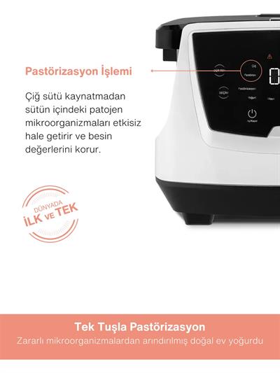 Fakir Pasteur Çiğ Sütten Pastörize Yoğurt Yapma Makinesi 6 Fonksiyon 3 Litre Seramik Beyaz&Siyah