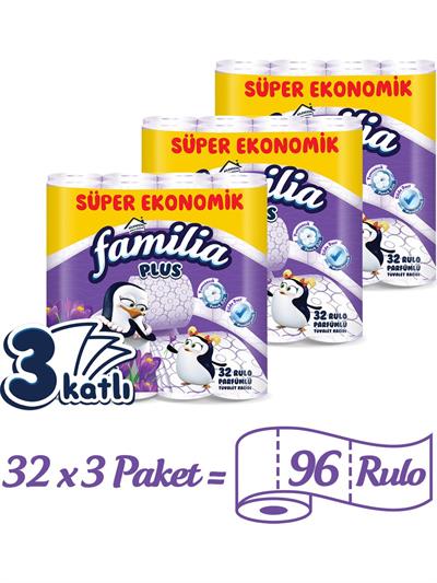 Familia Plus Parfümlü Tuvalet Kağıdı 96 Rulo (32 Rulo x 3 Paket)