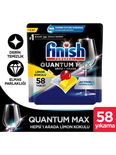 Finish Quantum Max Bulaşık Makinesi Deterjanı Tableti Kapsülü Limonlu 58 Tablet