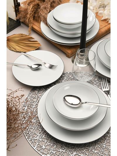 Güral Porselen Atina 24 Parça 6 Kişilik Yemek Takımı Gümüş