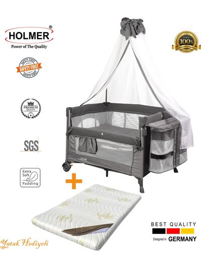 Holmer Coolstyle Cibinlikli Anne Yanı Oyun Parkı 70X110CM Kahverengi + Aloevera Yatak