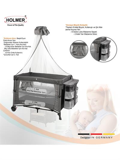 Holmer Maxi Comfort Coolstyle Anne Yanı Deluxe Kumaş Cibinlikli Oyun Parkı 70x110cm