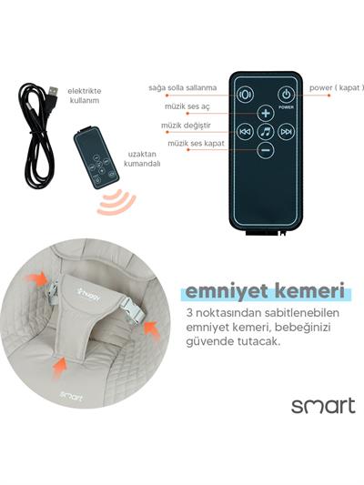 Huggy Smart Otomatik Sallanabilir Kumandalı Müzikli Anakucağı