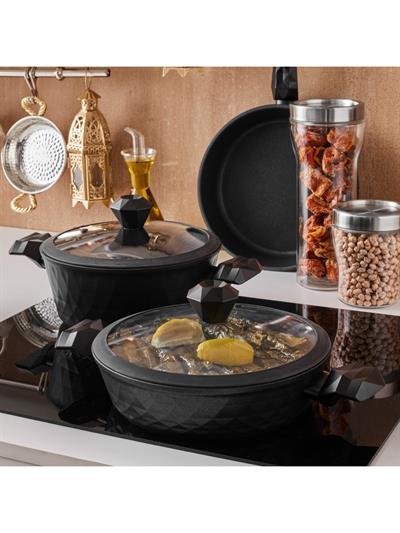 Karaca BioDiamond Antibakteriyel Kulplu İndüksiyon Tabanlı 7 Parça Tencere Seti