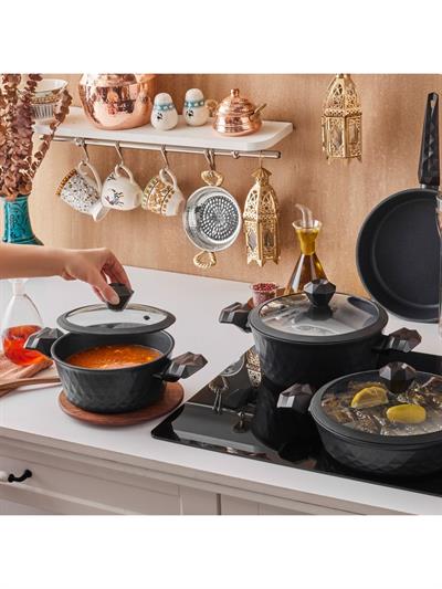 Karaca BioDiamond Antibakteriyel Kulplu İndüksiyon Tabanlı 7 Parça Tencere Seti