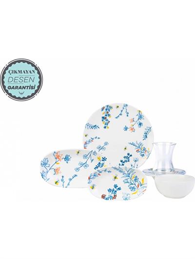 Karaca Bonita Blue Mini 26 Parça 6 Kişilik Porselen Kahvaltı/Servis Takımı
