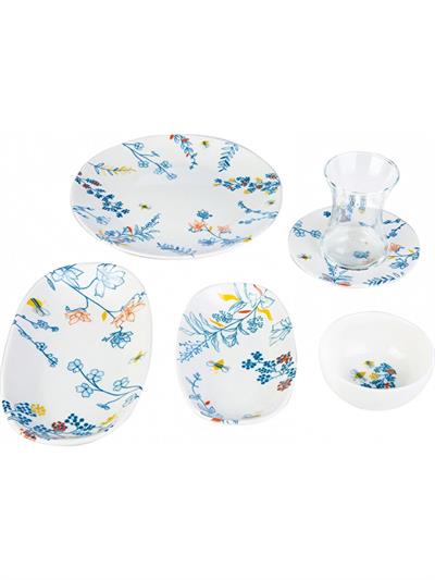 Karaca Bonita Blue Mini 26 Parça 6 Kişilik Porselen Kahvaltı/Servis Takımı