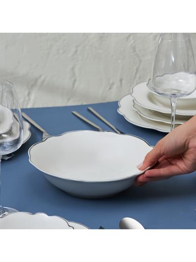 Karaca Daisy Platinium Wave Shape Kayık Tabaklı 27 Parça 6 Kişilik Porselen Yemek Takımı
