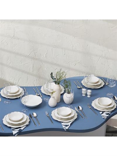 Karaca Daisy Platinium Wave Shape Kayık Tabaklı 27 Parça 6 Kişilik Porselen Yemek Takımı