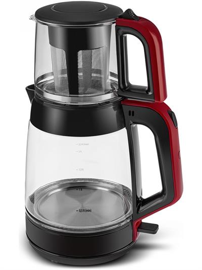 Karaca Glass Tea Xl 2 In 1 Cam Çay Makinesi Koyu Kırmızı