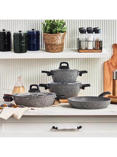 Karaca Gris Bio Granit 7 Parça Tencere Seti