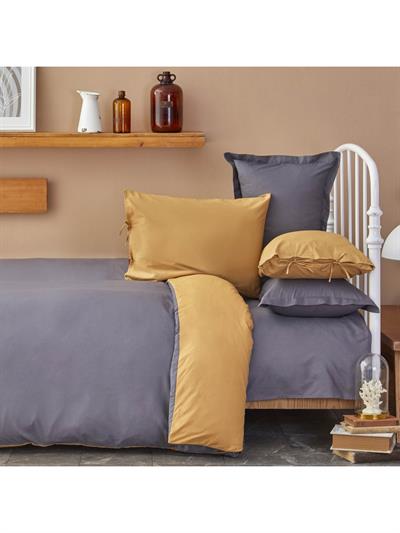 Karaca Home Basic Hardal Antrasit %100 Pamuk Çift Taraflı Çift Kişilik Nevresim Takımı