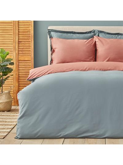 Karaca Home Basic Terecota Petrol %100 Pamuk Çift Taraflı Çift Kişilik Nevresim Takımı