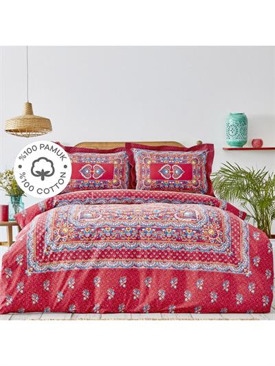 Karaca Home Mihver Pano Kırmızı %100 Pamuk Çift Kişilik Nevresim Takımı