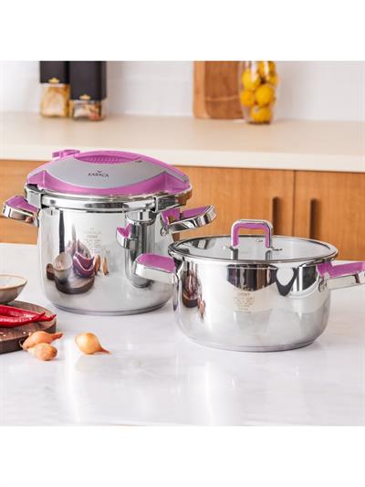 Karaca Orbit Violet Düdüklü Tencere Seti 4+6 Litre